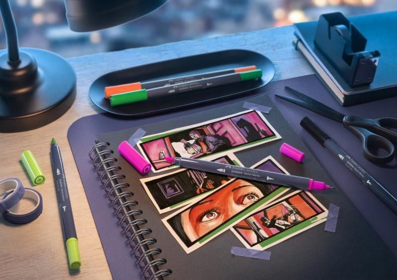 Set sketch markere 2 capete Faber-castell design produs goldfaber, 6 buc/set - 2 | YEO