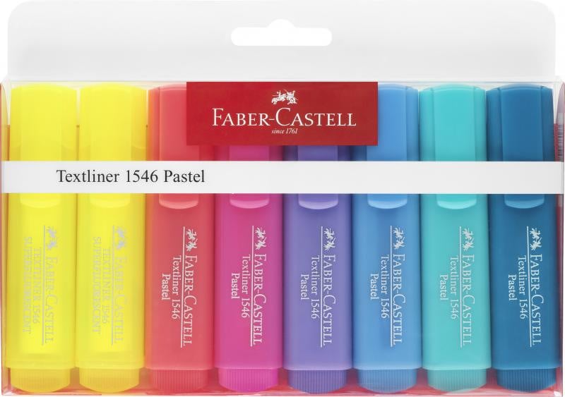 Set textmarkere Faber-castell 1546, 8 buc/set (6 pastel + 2 galben)