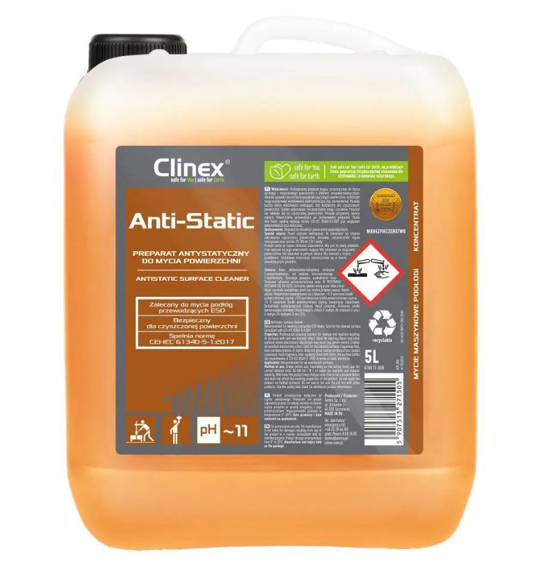 Soluție curățare diverse suprafețe cu efect antistatic și electrostatic Clinex Anti-Static, 5 litri