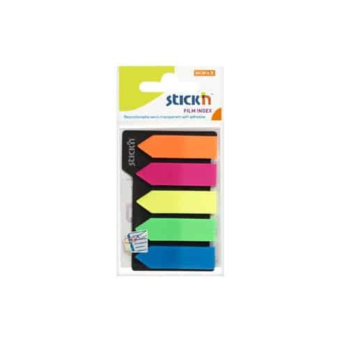 Stick index plastic transp. color 42 x 12 mm, 5 x 25 file/set index sageata, Stick