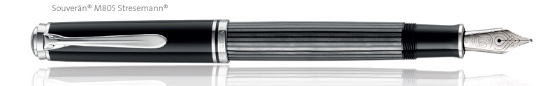 Stilou Souveran M405 Stresemann m, penita aur 14k, accesorii placate cu paladiu, corp antracit/dungi