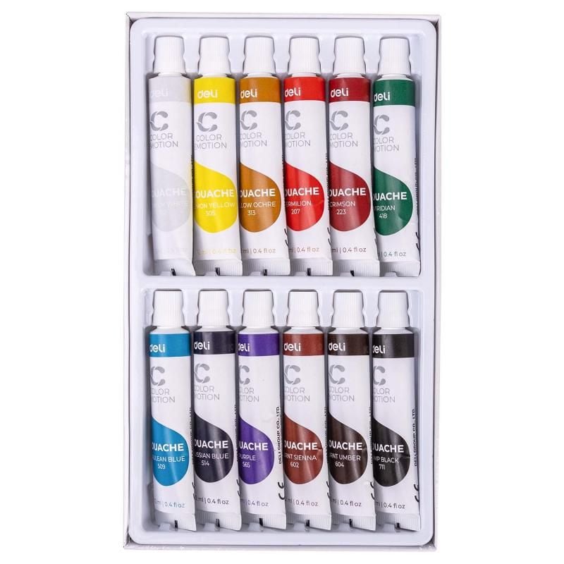 Tempera gouache 12 culori 12ml Deli - 1 | YEO