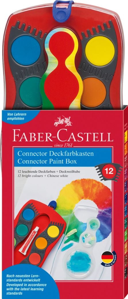 Acuarele 12 culori Connector rosu 2022 Faber-Castell