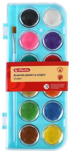 ACUARELE TIP PASTILÄ, PASTEL GLITTER, 12 CULORI