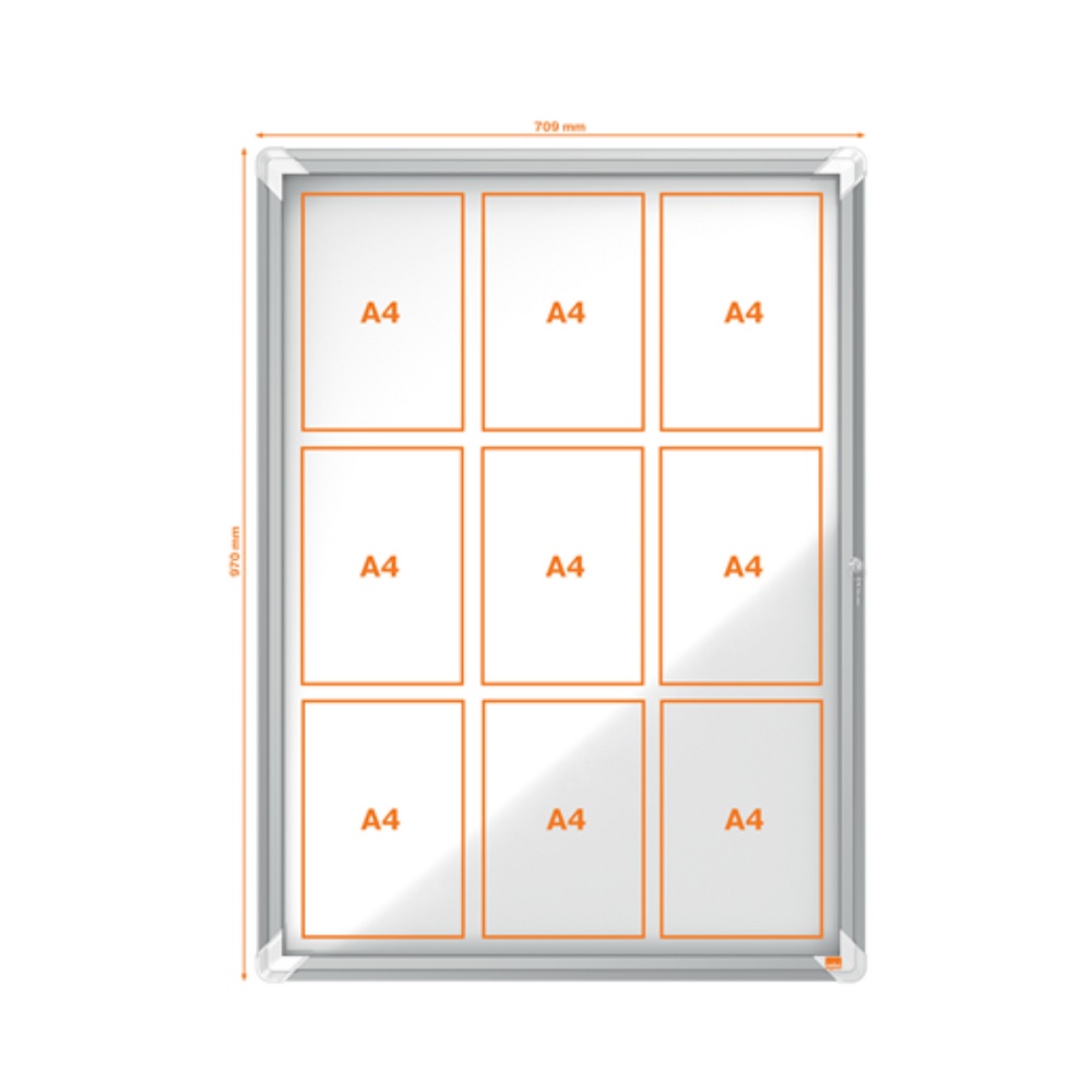 Avizier magnetic, 9xA4, interior, otel emailat cu usa si cheie, NOBO Premium Plus - 1 | YEO