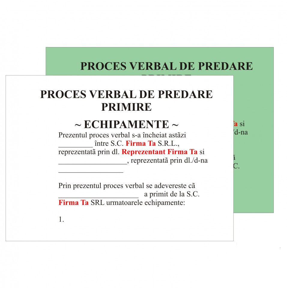 Bloc tipizat autocopiativ după modelul clientului