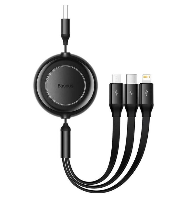 Cablu Baseus One-for-Three 1.1m negru - 4 | YEO