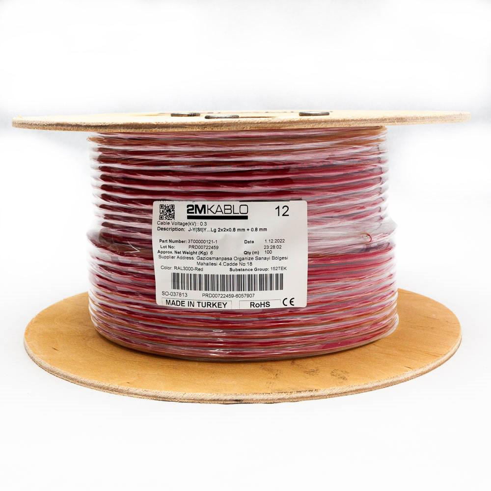 Cablu incendiu JY(St)YLg 2x2x0.8 mm ROSU - 1 | YEO