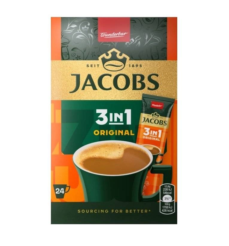 Cafea Jacobs Kronung 3 in 1 Original, 12.6 g x 24 plicuri