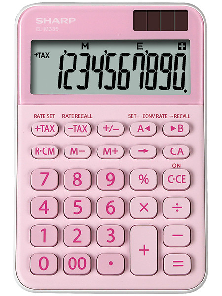 Calculator de birou, 10 digits, 149 x 100 x 27 mm, dual power, SHARP EL-M335BPK - roz