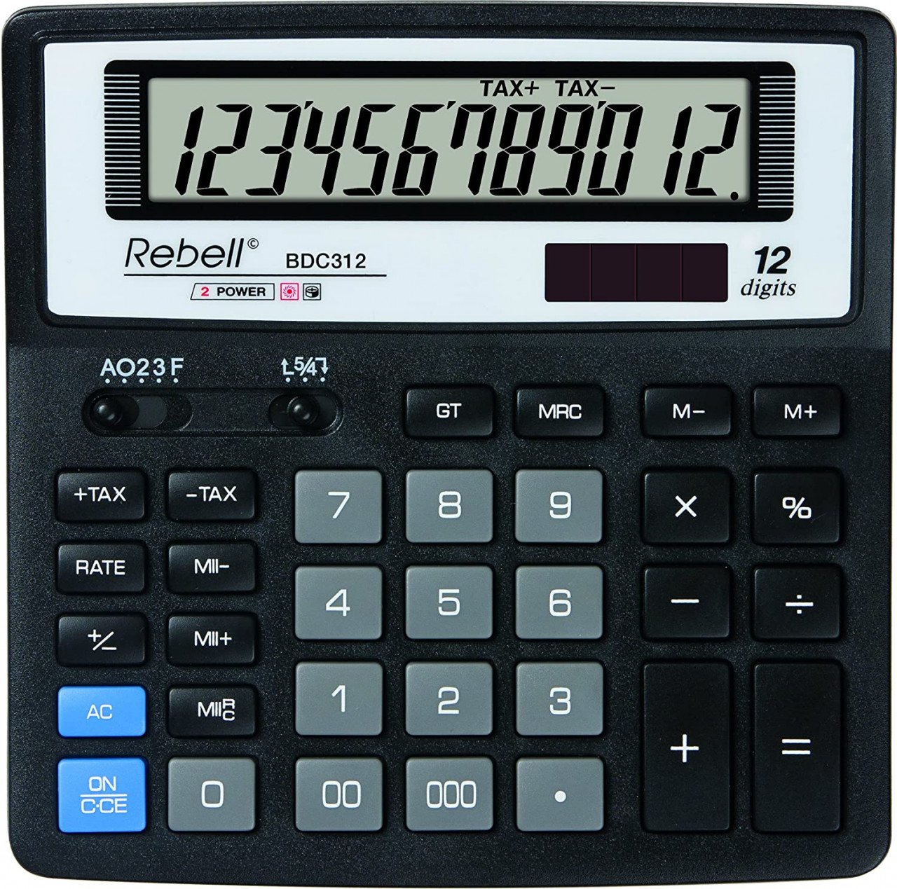 Calculator de birou, 12 digits, 156 x 156 x 30 mm, Rebell BDC 312 BX - negru