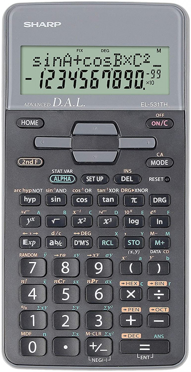 Calculator stiintific, 10 digits, 273 functii, 161x80x15mm, dual power, SHARP EL-531THBGR-negru/gri