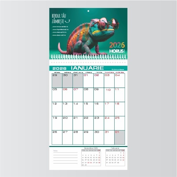Calendar perete și capac personalizat integral, 66x31cm
