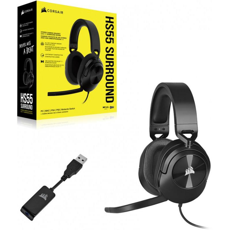 Corsair HS55 Surround Headset, Carbon Jk - 3 | YEO