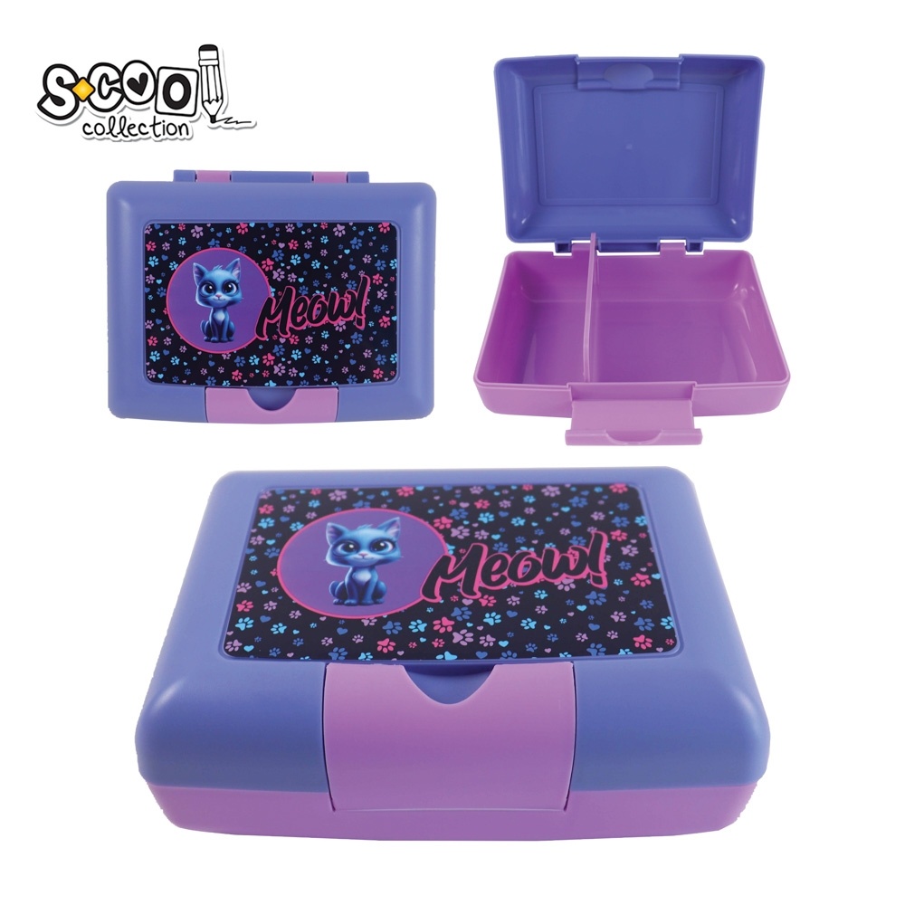 Cutie sandwich compartimentată, S-COOL Meow, 900ml, 17.5x13x6 cm