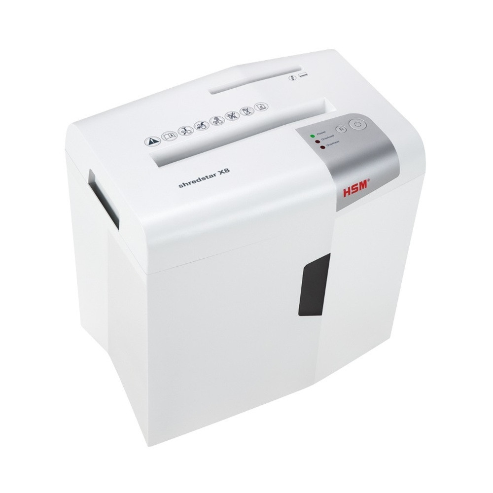 Distrugator documente HSM ShredStar X 8 - 8 coli - cross cut (4.5 x 30mm) - nivel securitate 4 - 1 | YEO