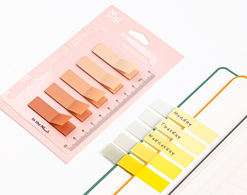 Index adeziv plastic, 12x44mm 5 nuanțe, 20 file, Deli - 4 | YEO