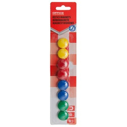 Magneți formă rotundă, diametru 20mm, 8 buc/blister - culori asortate, Office Products