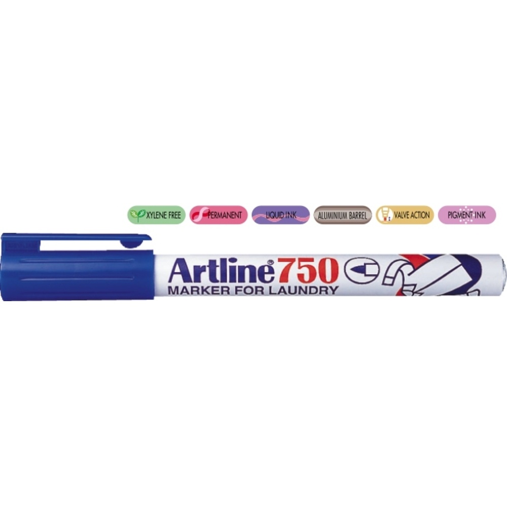 Marker pentru textile Artline 750, corp metalic, vârf rotund 0.7mm - 3 | YEO