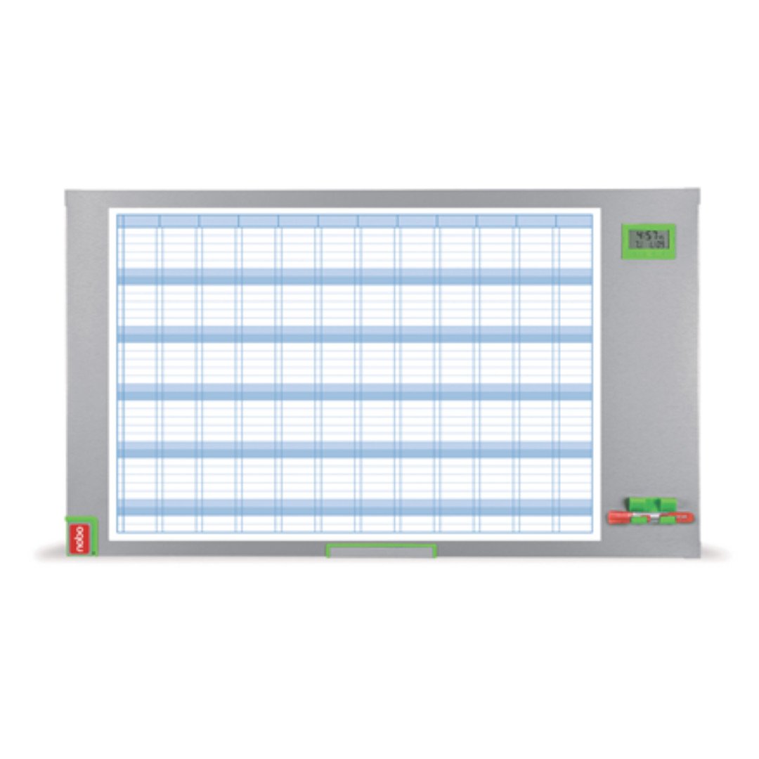 Organizator anual, magnetic, 104x60 cm, kit de planificare inclus, albastru, NOBO Performance Plus