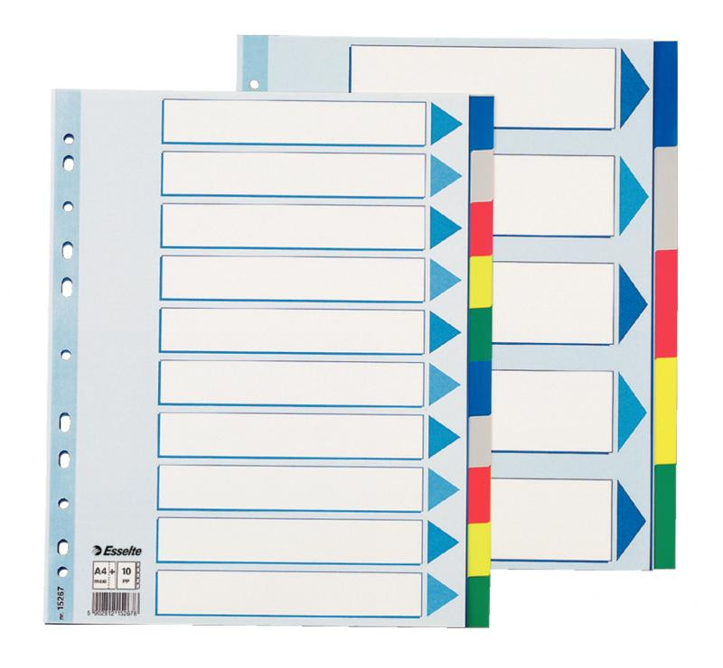 Separator index plastic Esselte A4 Maxi 10 culori
