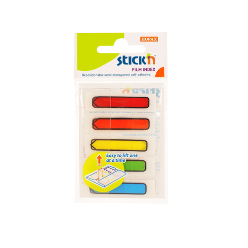 Stick index plastic transparent color 45 x 12 mm, 5 x 20 file/set, Stick
