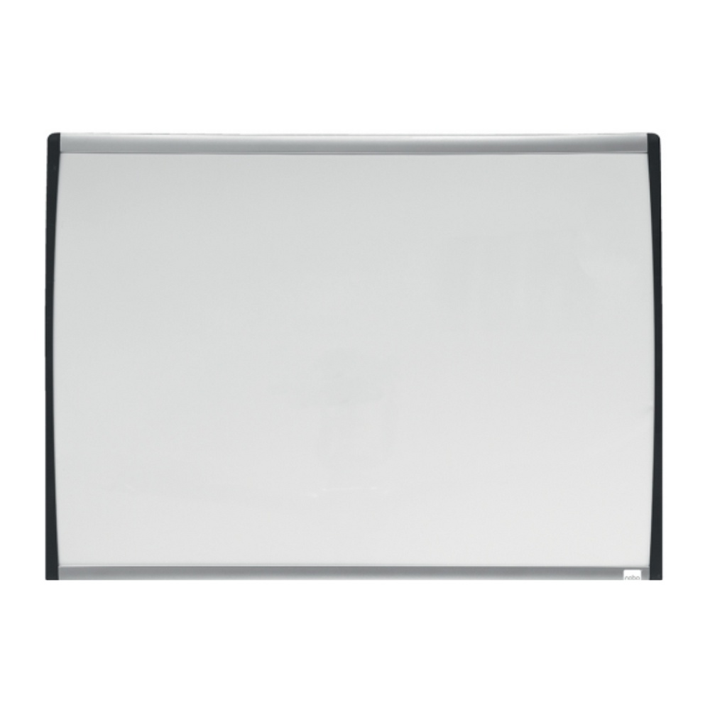 Tablă magnetică, 58x43 cm,, include marker, lavetă și magneți, alb, ramă arcuită gri-negru, NOBO - 2 | YEO