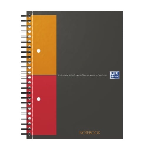 Agendă Oxford Internațional Notebook, A5+ 80 file, hârtie Optik 90g/mp, spiră dublă, scribzee, pătrățele, culoare portocaliu