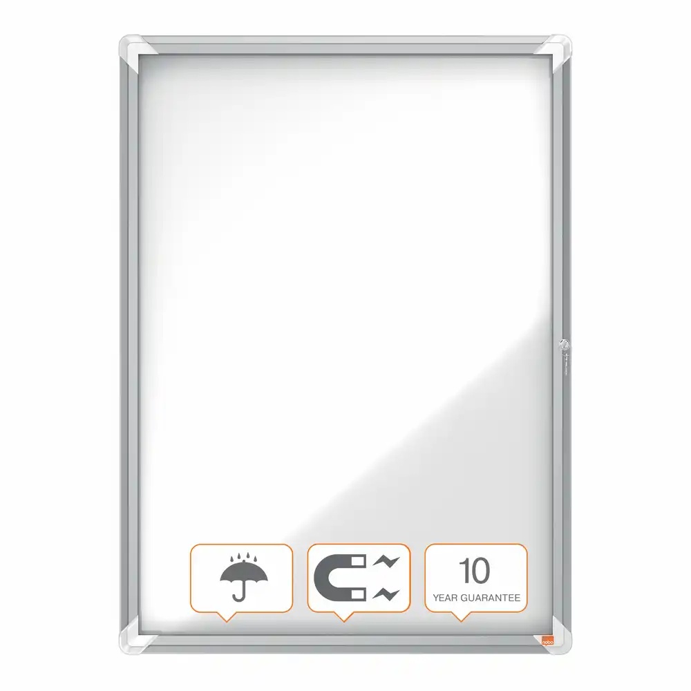 Avizier exterior, oțel emailat, 9x A4, cu ușa și cheie, magnetic, alb, NOBO Premium Plus - 3 | YEO