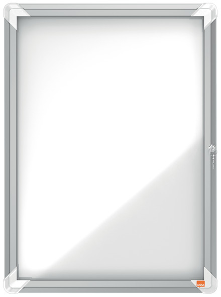 Avizier magnetic NOBO Premium Plus, exterior, otel emailat, 4xA4, cu usa si cheie, alb
