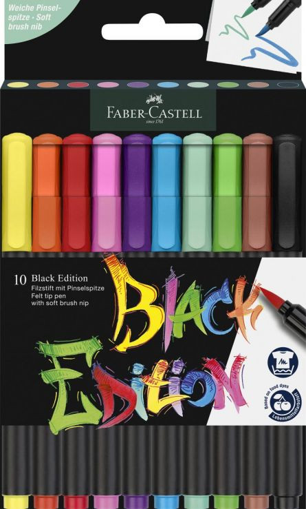 BRUSH PENS BLACK EDITION SET 10 CULORI FABER-CASTELL