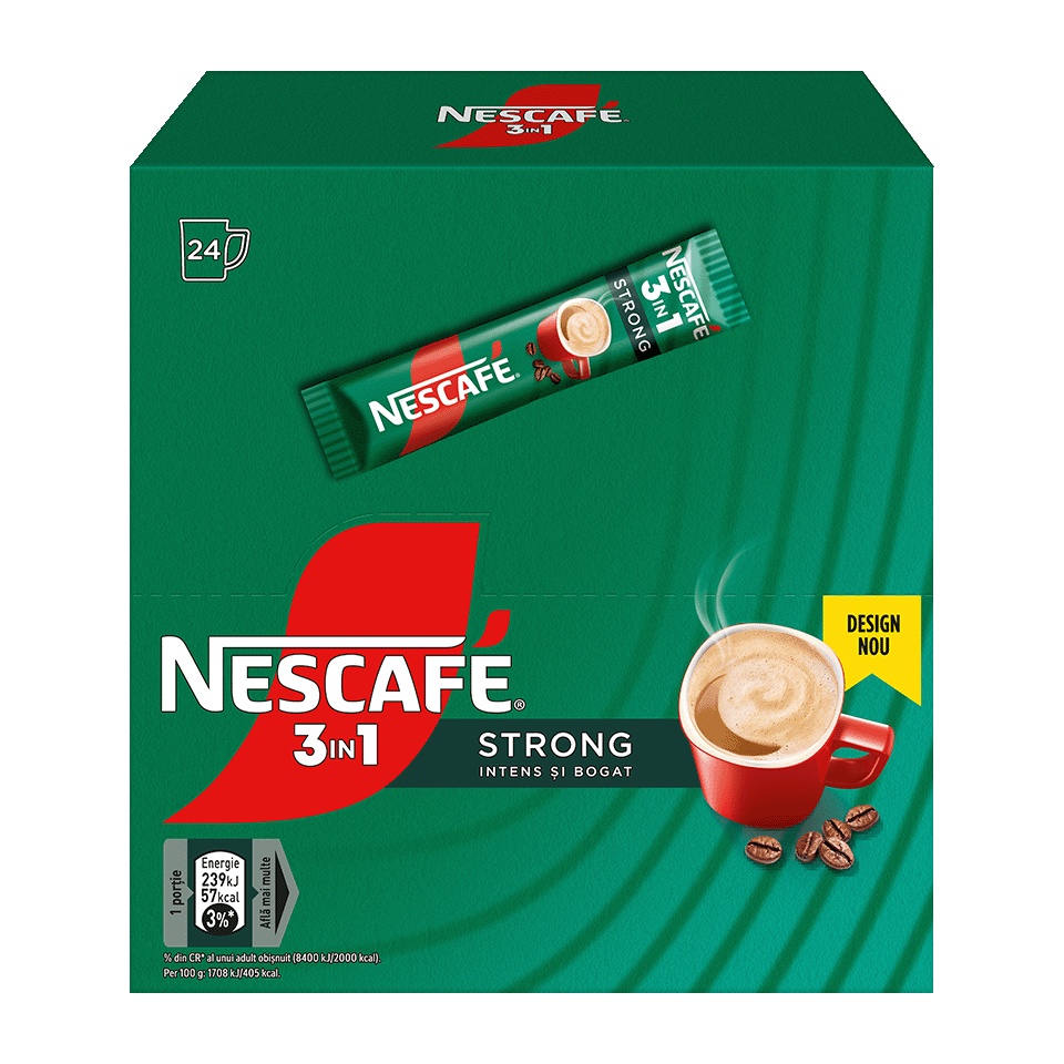 Cafea instant Nescafe 3in1 Strong, 14g x 24 plicuri