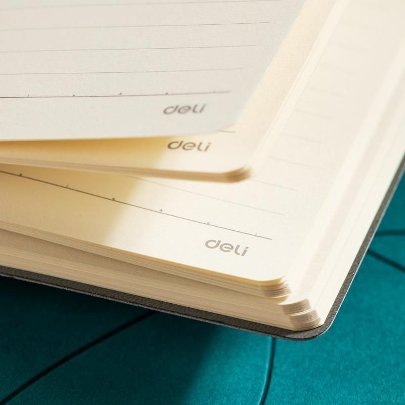 Caiet birou Deli, A5, 96 file, dictando, copertă piele, 80 g/mp - 3 | YEO