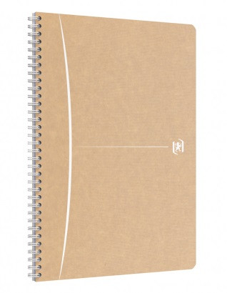 Caiet cu spirala A4, OXFORD Touareg, 90 file-90g/mp, coperta carton reciclat, kraft - mate