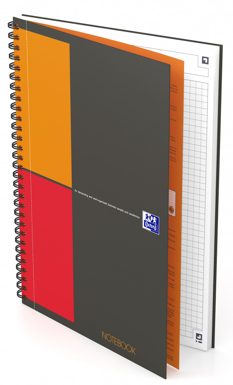 Caiet cu spirala B5, OXFORD Int. Notebook, 80 file-80g/mp, Scribzee, coperta carton rigid - mate