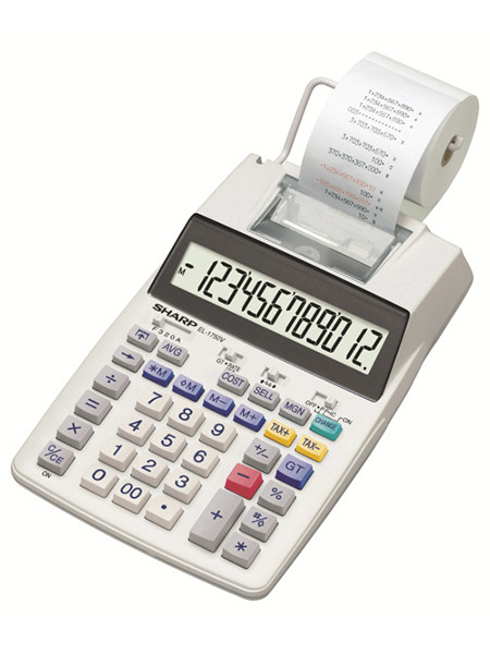 Calculator cu banda, 12 digits, 230 x 150 x 52 mm, SHARP EL-1750V - alb