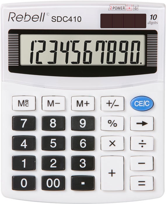 Calculator de birou, 10 digits, 125 x 100 x 27 mm, Rebell SDC 410 - alb