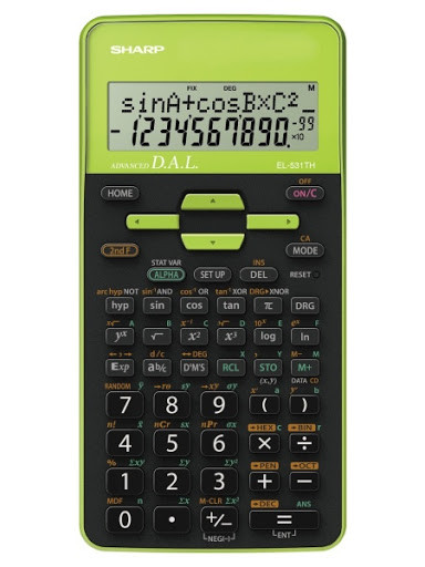 Calculator stiintific, 10 digits, 273 functii, 161x80x15mm, dual power, SHARP EL-531THBGR-negru/verd