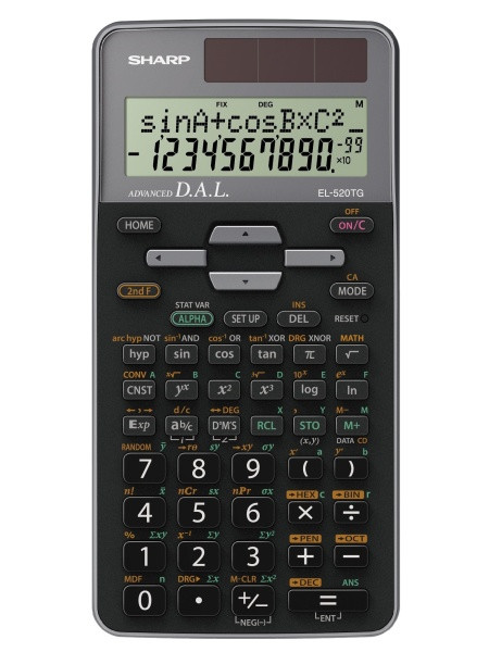 Calculator stiintific, 10 digits, 400+ functii, 161x80x15 mm, dual power, SHARP EL-520TGGY - gri