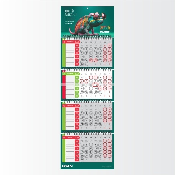 Calendar perete și capac personalizat integral cu 4 fascicule, 100x34.5cm