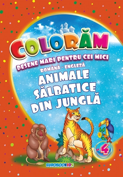 Carte de colorat - Desene Animale Salbatice din Jungla