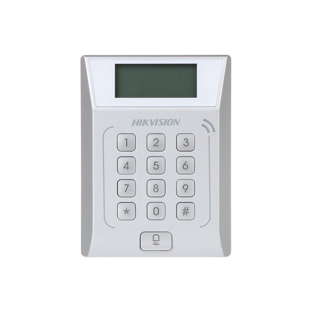Cititor standalone cu tastatura si card proximitate Hkvision DS-K1T802E, suporta cartele EM 125Khz,