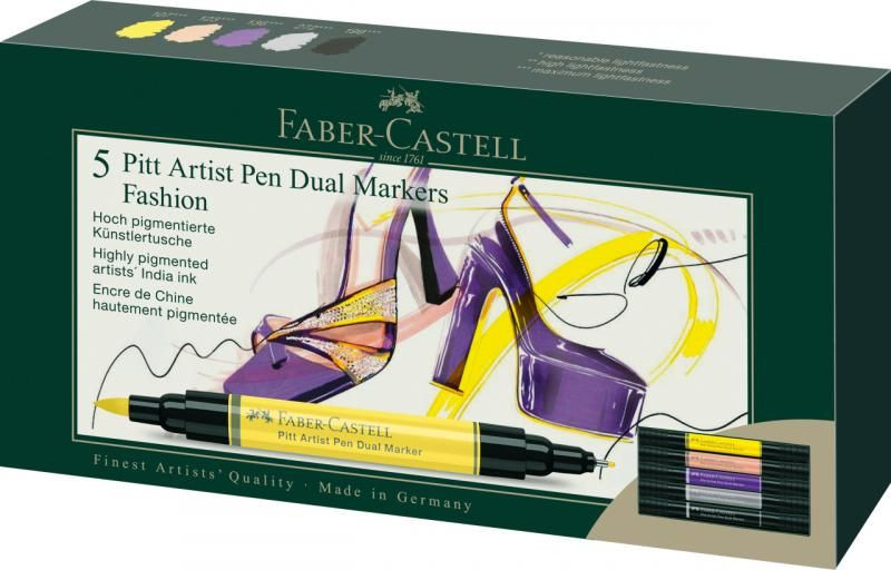 Cutie Pitt Artist Pen Dual marker Faber-Castell Studio Fashion, 5 buc