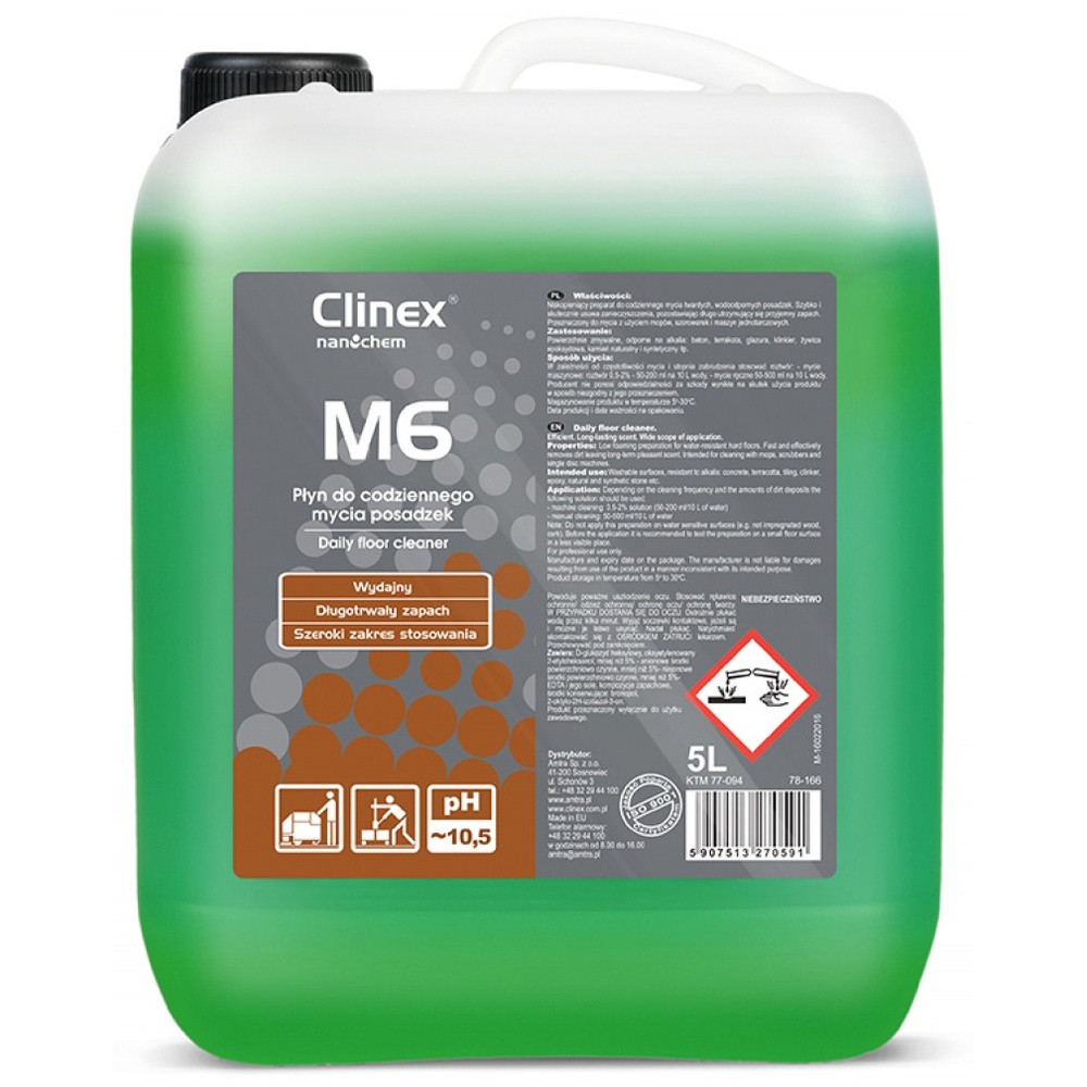 Detergent lichid pentru curățare pardoseli microporoase Clinex M6 Medium, 5 litri