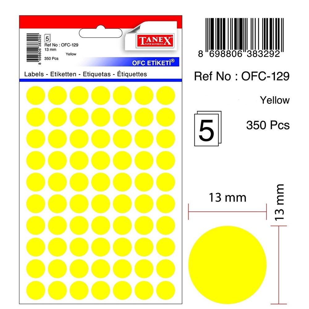 Etichete autoadezive color Tanex, D16 mm, 480 buc/set - 1 | YEO