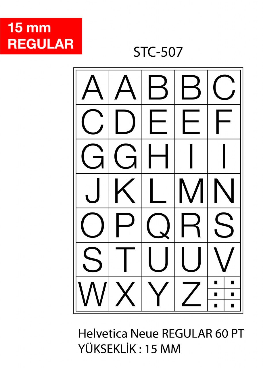 Etichete cu litere Tanex -15mm regular, A-Z, 2 folii/set