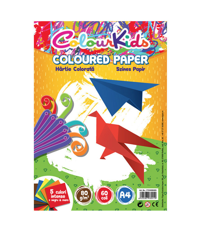 Hârtie color pentru copiator Colour KIDS A4, 80gr, 60 coli, 5 culori intense (plus negru)