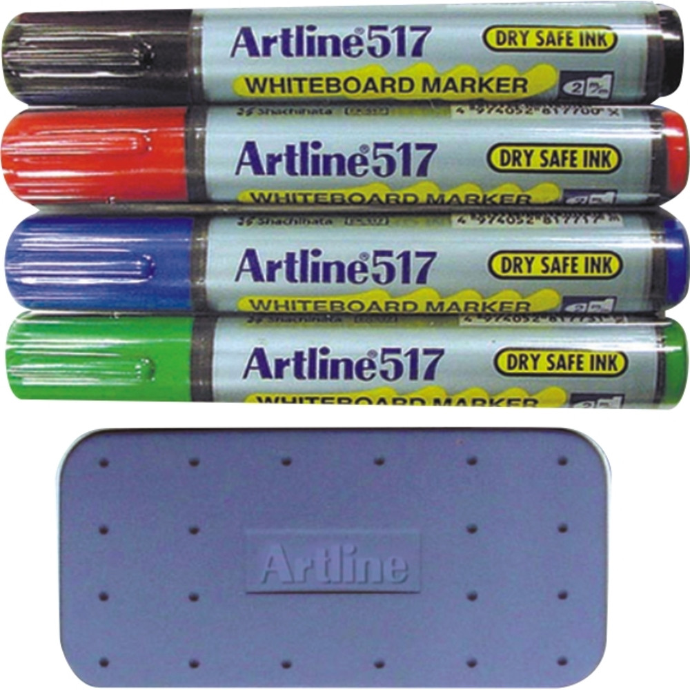 Kit burete magnetic + markere tablă de scris ARTLINE 517