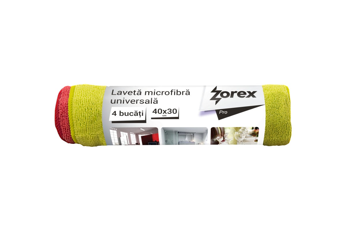 Lavetă microfibră Zorex Pro, 4 bucăți/set