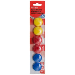 Magneți formă rotundă, diametru 30mm, 6 buc/blister - culori asortate, Office Products